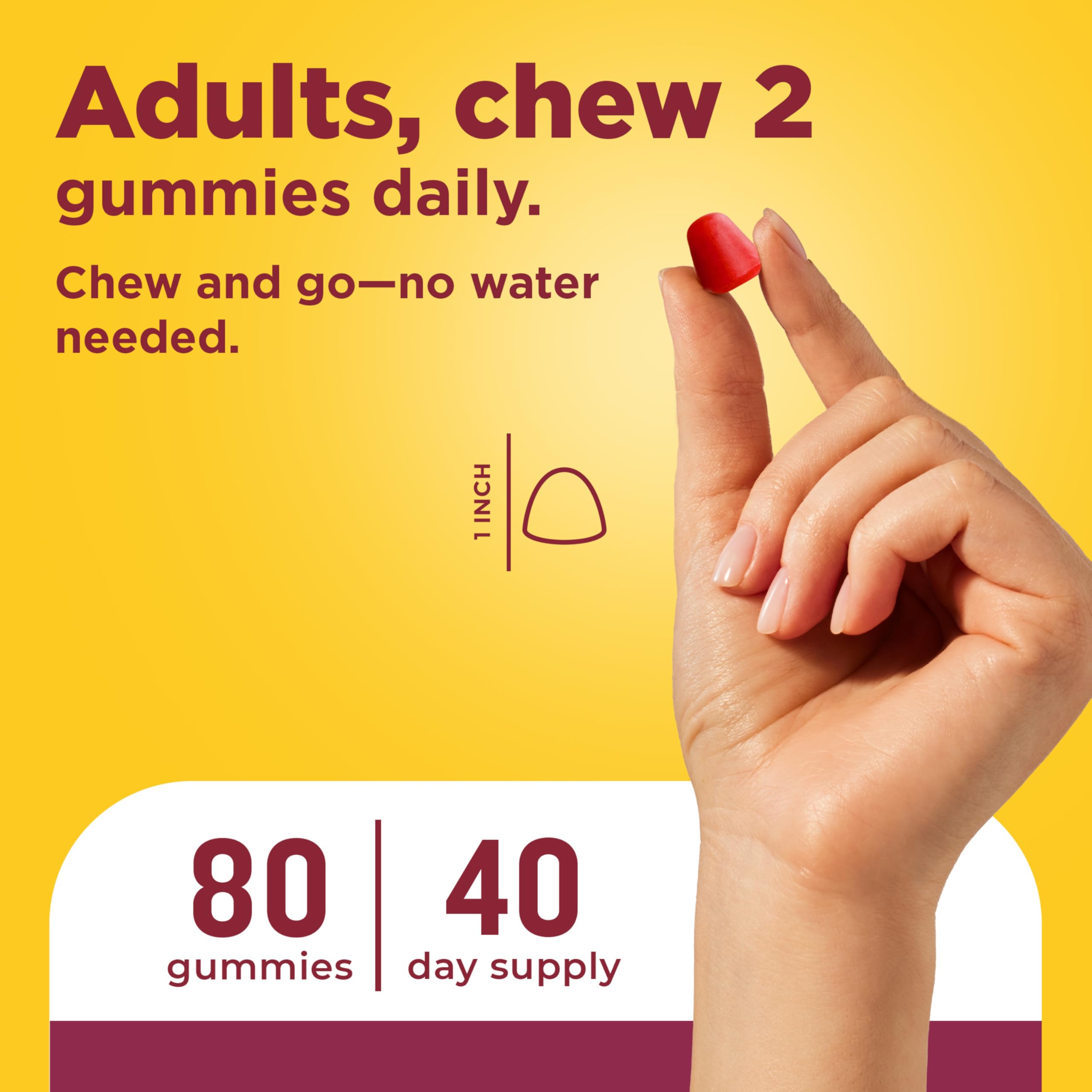 Nature Made Advanced Hair Skin and Nails Gummies, Biotin, Pro Retinol A, Niacinamide, Vitamin C & Vitamin E, 80 Gummies, 40 Day Supply - Image 5
