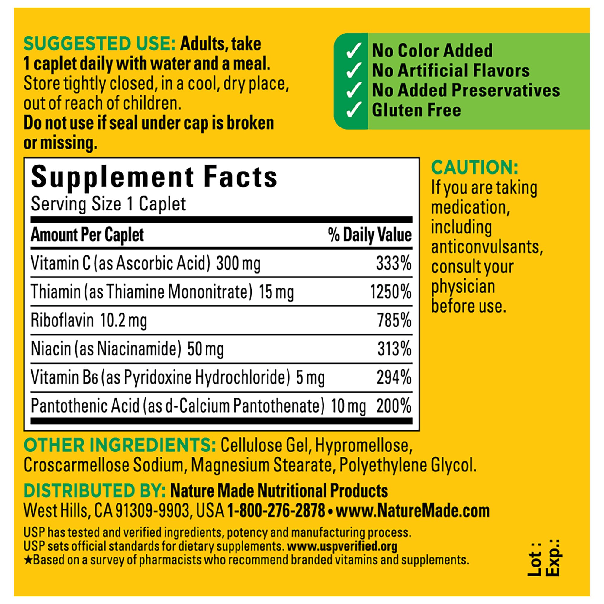 Nature Made B Complex Supplement, Vitamin B Complex With Vitamin C for Immune System Support, 100 Caplets, 100 Day Supply - Image 5