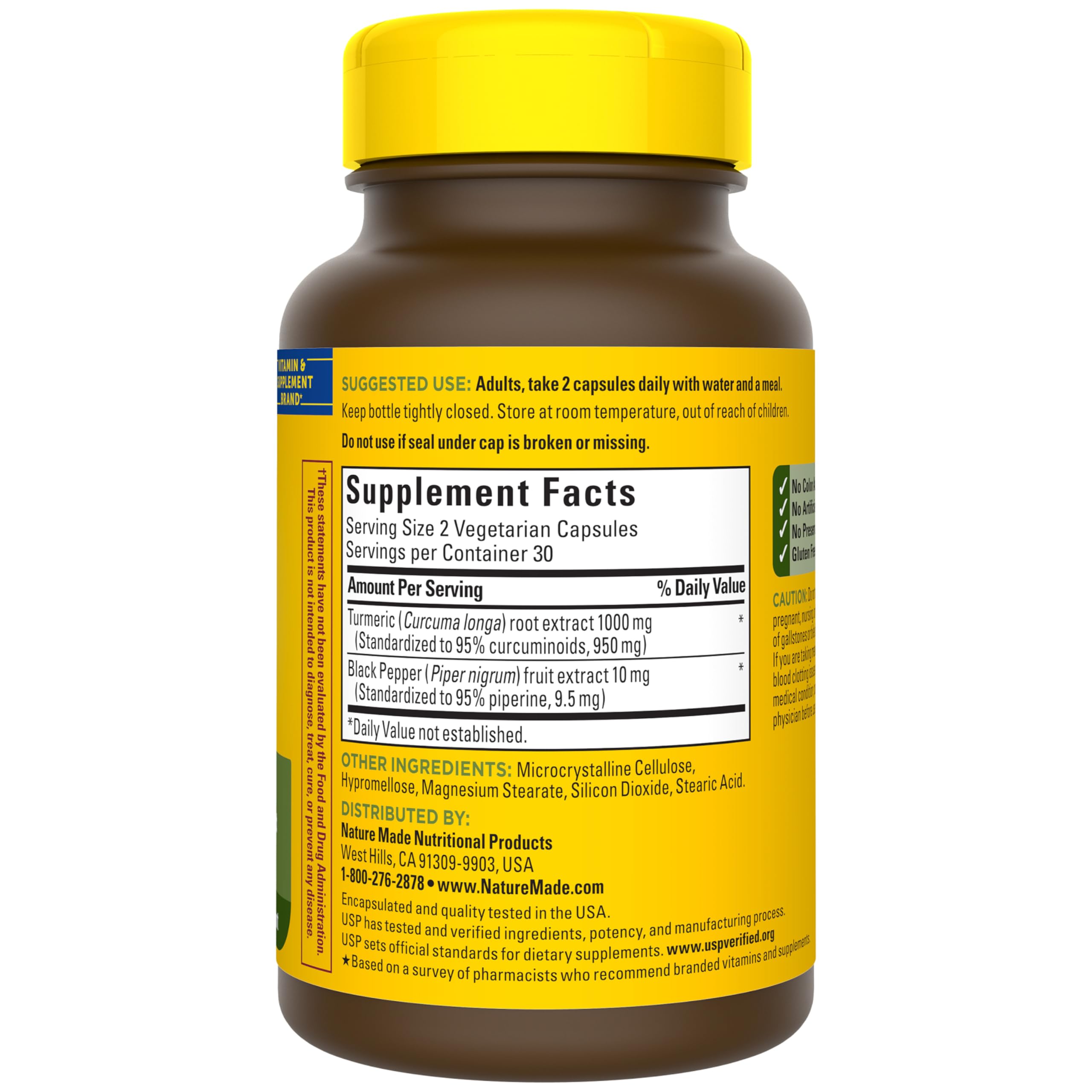 Nature Made Extra Strength Turmeric Curcumin with Black Pepper, 1000mg Turmeric Extract per serving (Standardized to 95% Curcuminoids), Supports Healthy Inflammation Response, 60 Vegetarian Capsules - Image 9