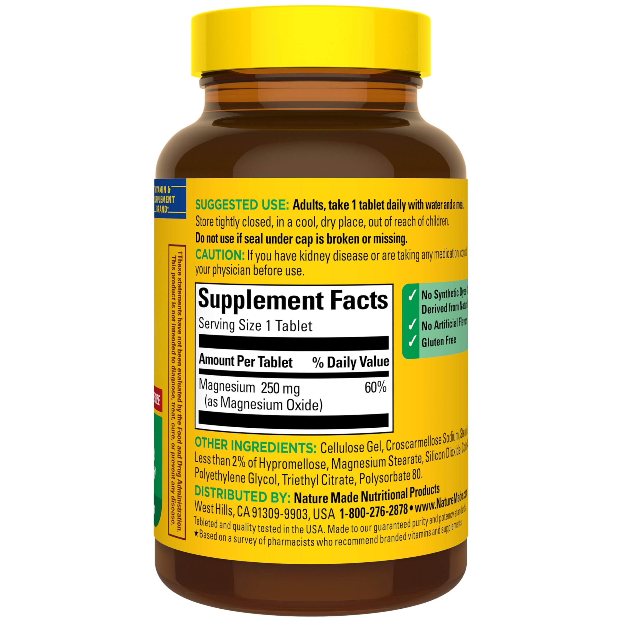 Nature Made Magnesium Oxide 250 mg, Magnesium Supplements for Men and Women, Support for Muscle, Heart, Bone and Nerve Health, 200 Tablets, 200 Day Supply - Image 8