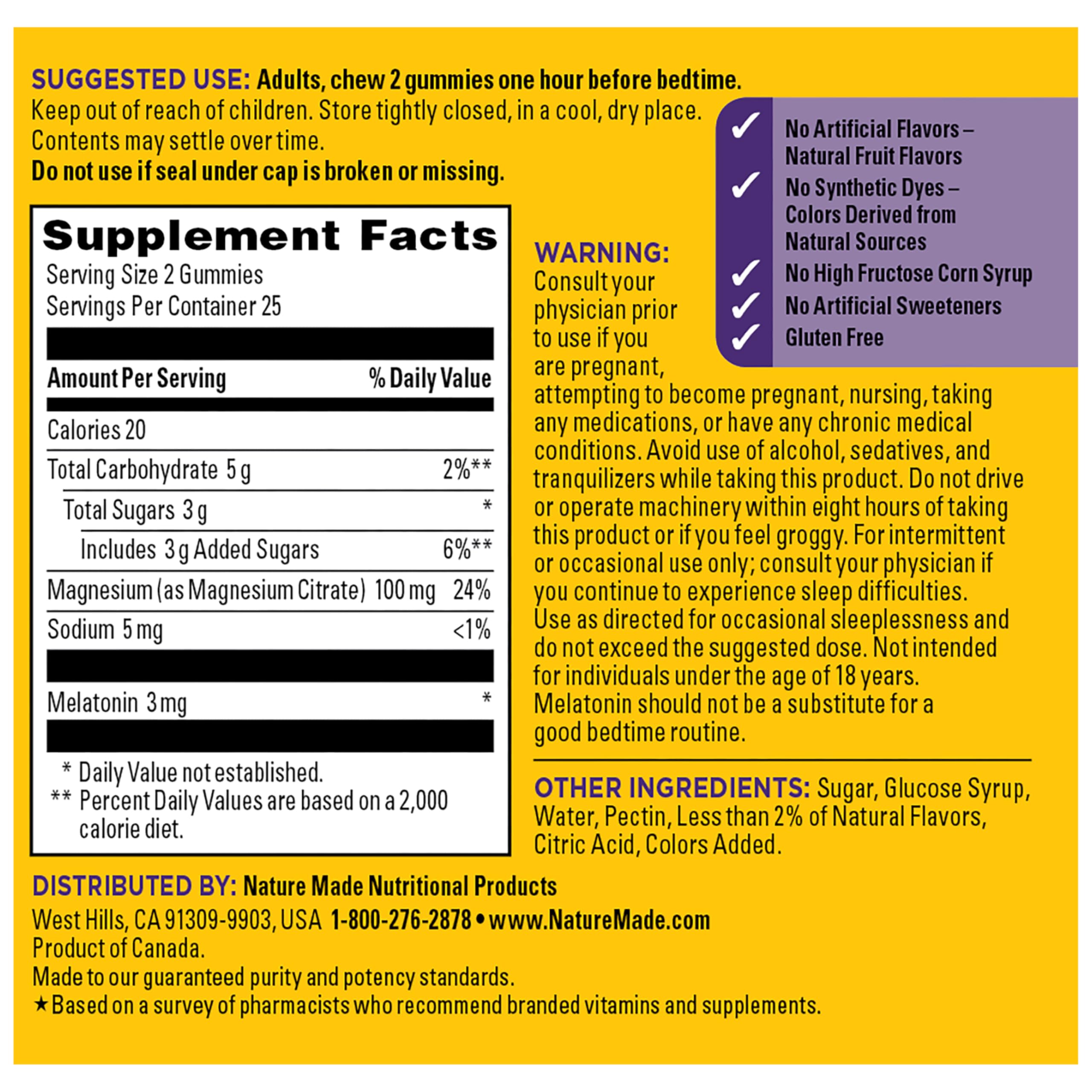 Nature Made Melatonin + Magnesium Gummies, Sleep and Relax Support, Melatonin 3mg Non-Habit Forming Sleep Aid, Magnesium Citrate, 50 Gummies - Image 8