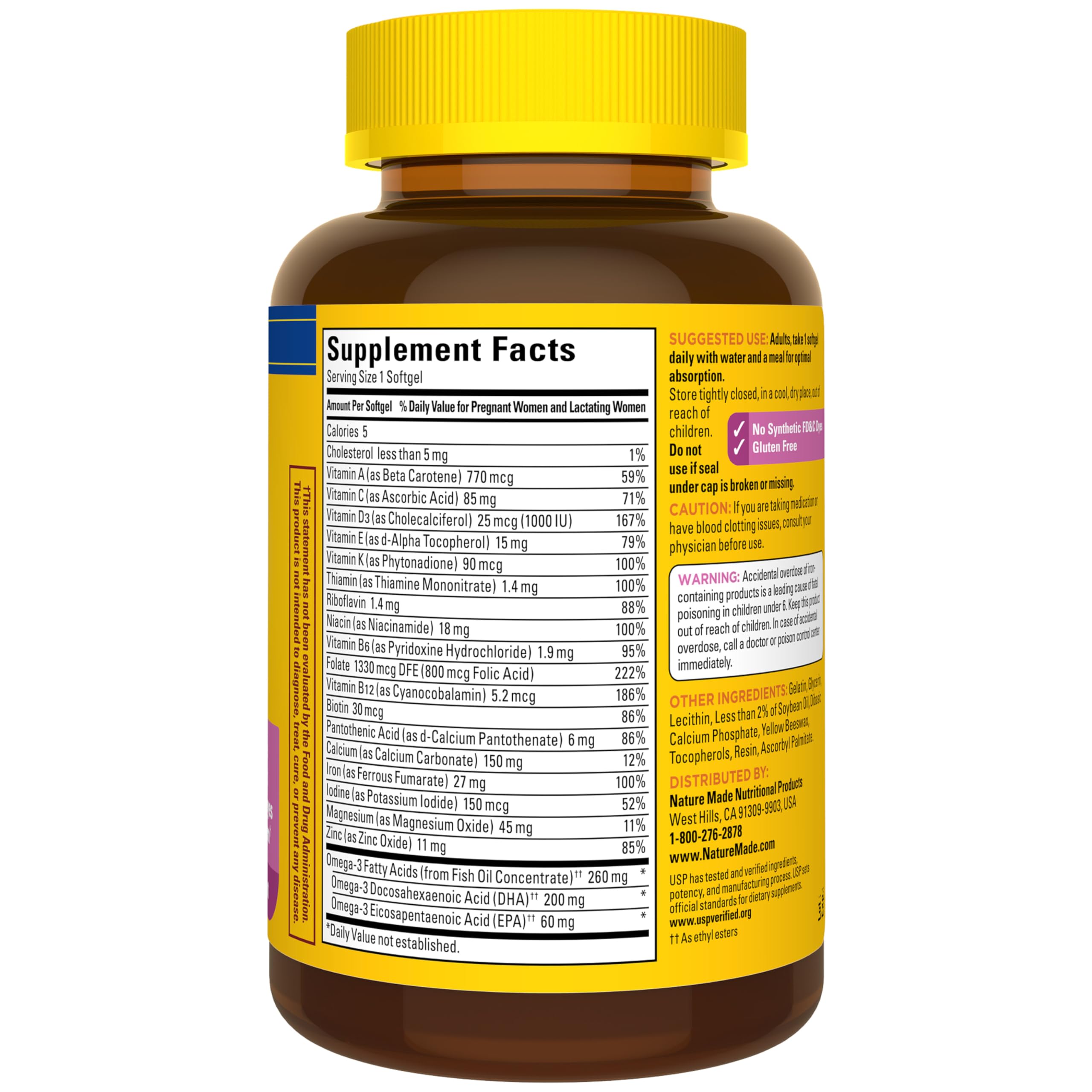 Nature Made Prenatal Vitamins for Women with Folic Acid + DHA, Prenatal Vitamin and Mineral Supplement for Daily Nutritional Support, 110 Softgels, 110 Day Supply - Image 9