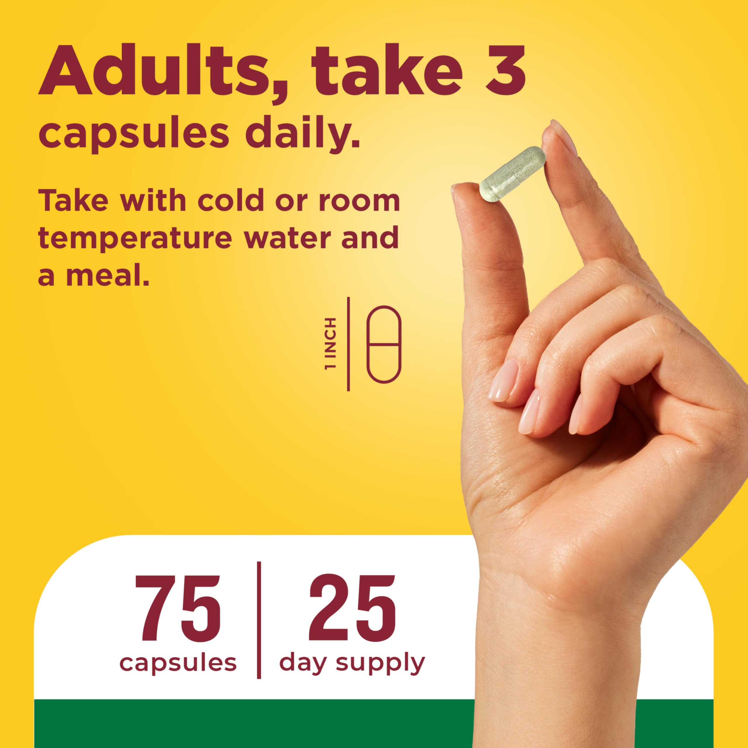 Nature Made Super Greens with Probiotic Capsules, Made with 1/2 Cup Veggies Per Serving + Probiotics for Digestive Health, 75 Capsules, 25 Day Supply - Image 5