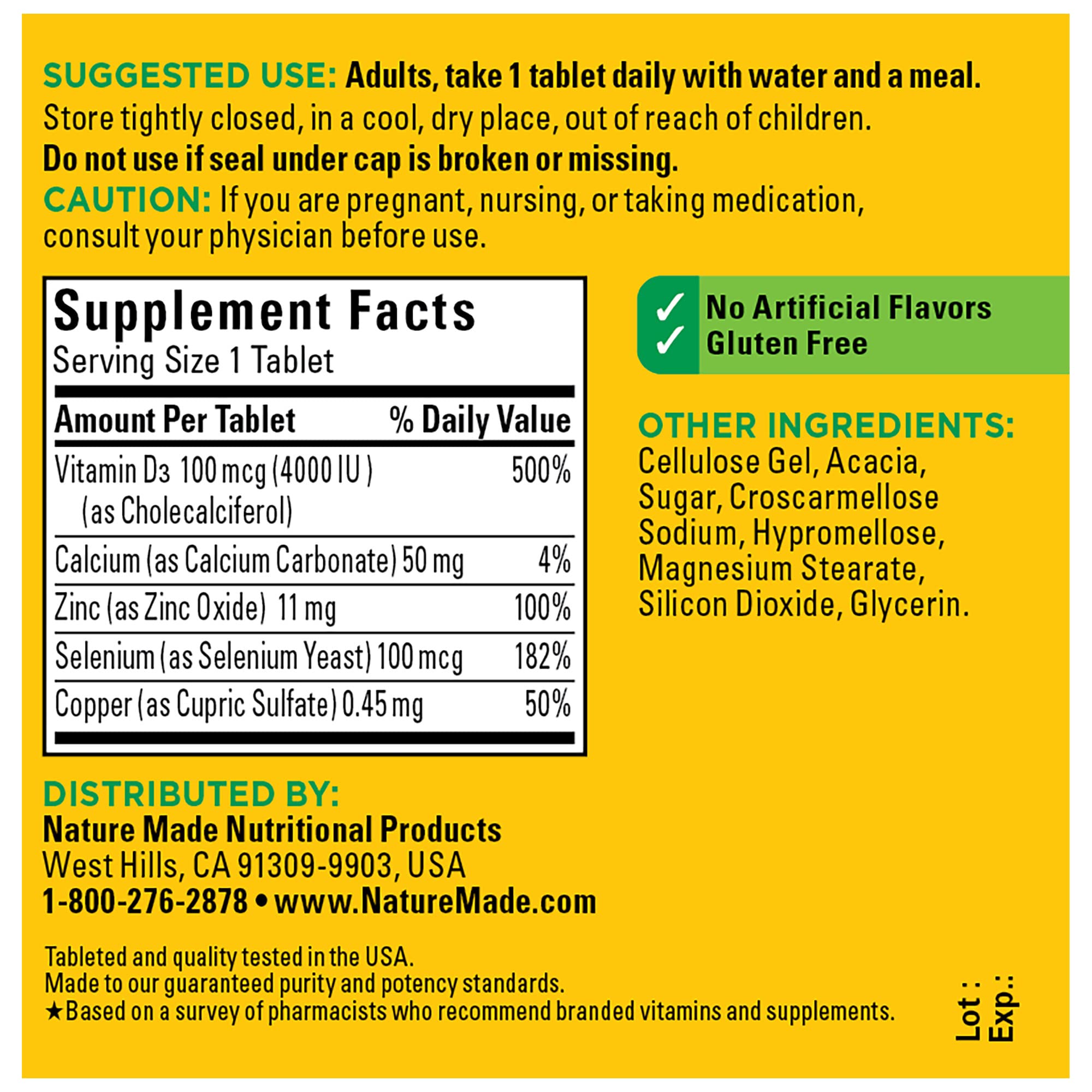 Nature Made Super Vitamin D Immune Complex, Vitamin D3, Selenium, Copper and Zinc Supplements for Immune Support, 70 Tablets, 70 Day Supply - Image 5