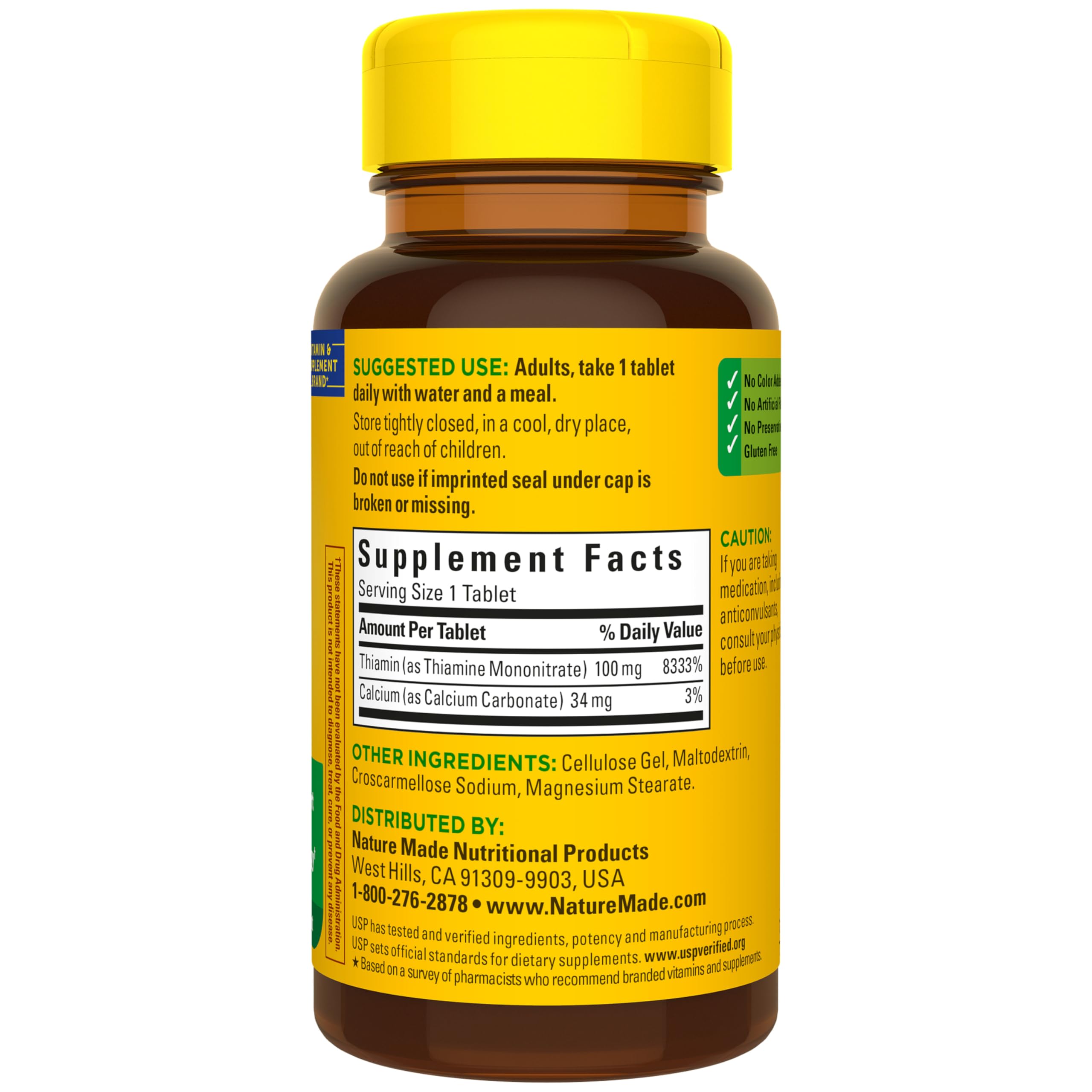 Nature Made Vitamin B1 100mg, Thiamine B1 Supplement for Energy Metabolism Support, 100 Tablets, 100 Day Supply - Image 7