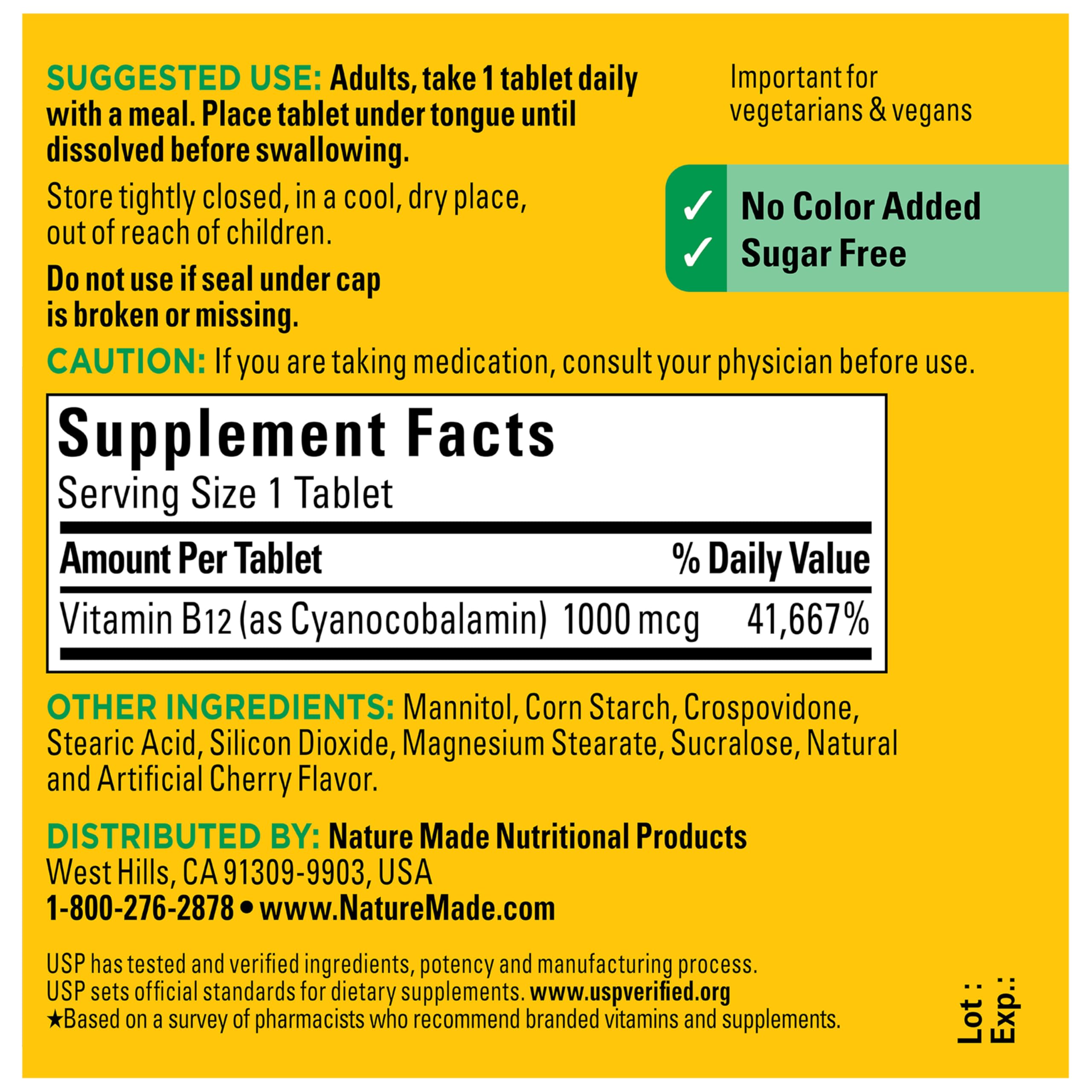 Nature Made Vitamin B12 1000 mcg, Easy to Take Vitamin B12 Sublingual Tablets for Energy Metabolism Support, 150 Sugar Free Fast Dissolve Tablets, 150 Day Supply - Image 8