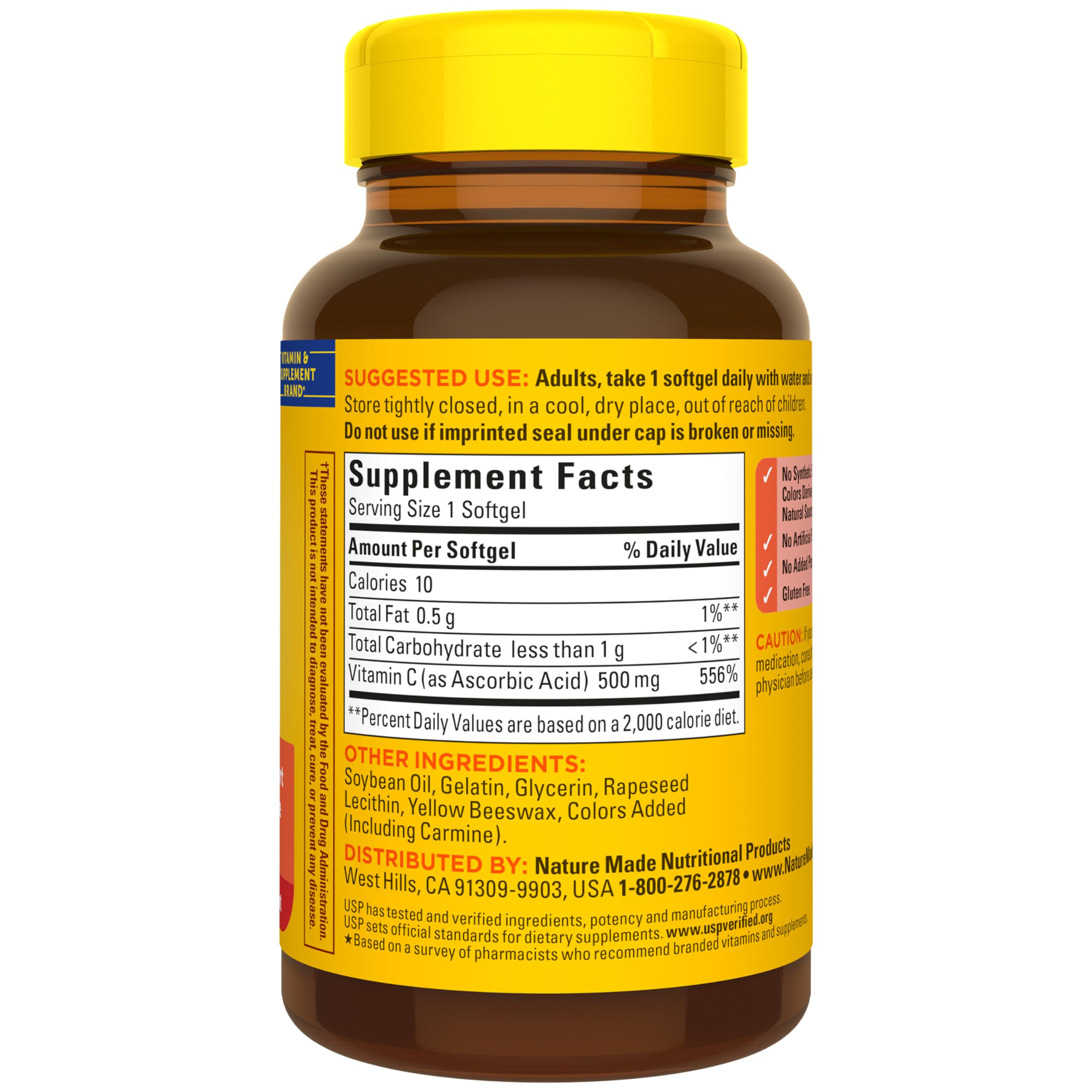 Nature Made Vitamin C 500 mg, Dietary Vitamin C Supplement for Immune Support, 60 Softgels, 60 Day Supply - Image 8