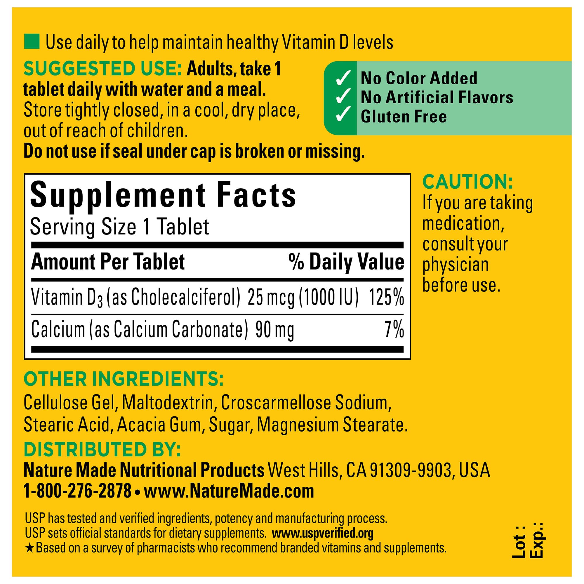 Nature Made Vitamin D3 1000 IU (25 mcg), Vitamin D Supplement for Bone, Teeth, Muscle and Immune Health Support, 100 Tablets, 100 Day Supply - Image 5