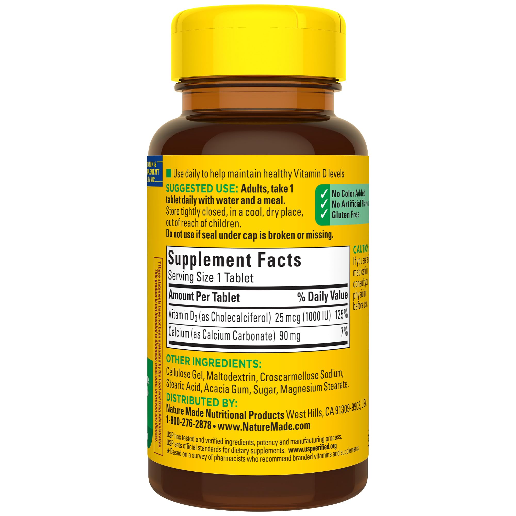 Nature Made Vitamin D3 1000 IU (25 mcg), Vitamin D Supplement for Bone, Teeth, Muscle and Immune Health Support, 100 Tablets, 100 Day Supply - Image 8