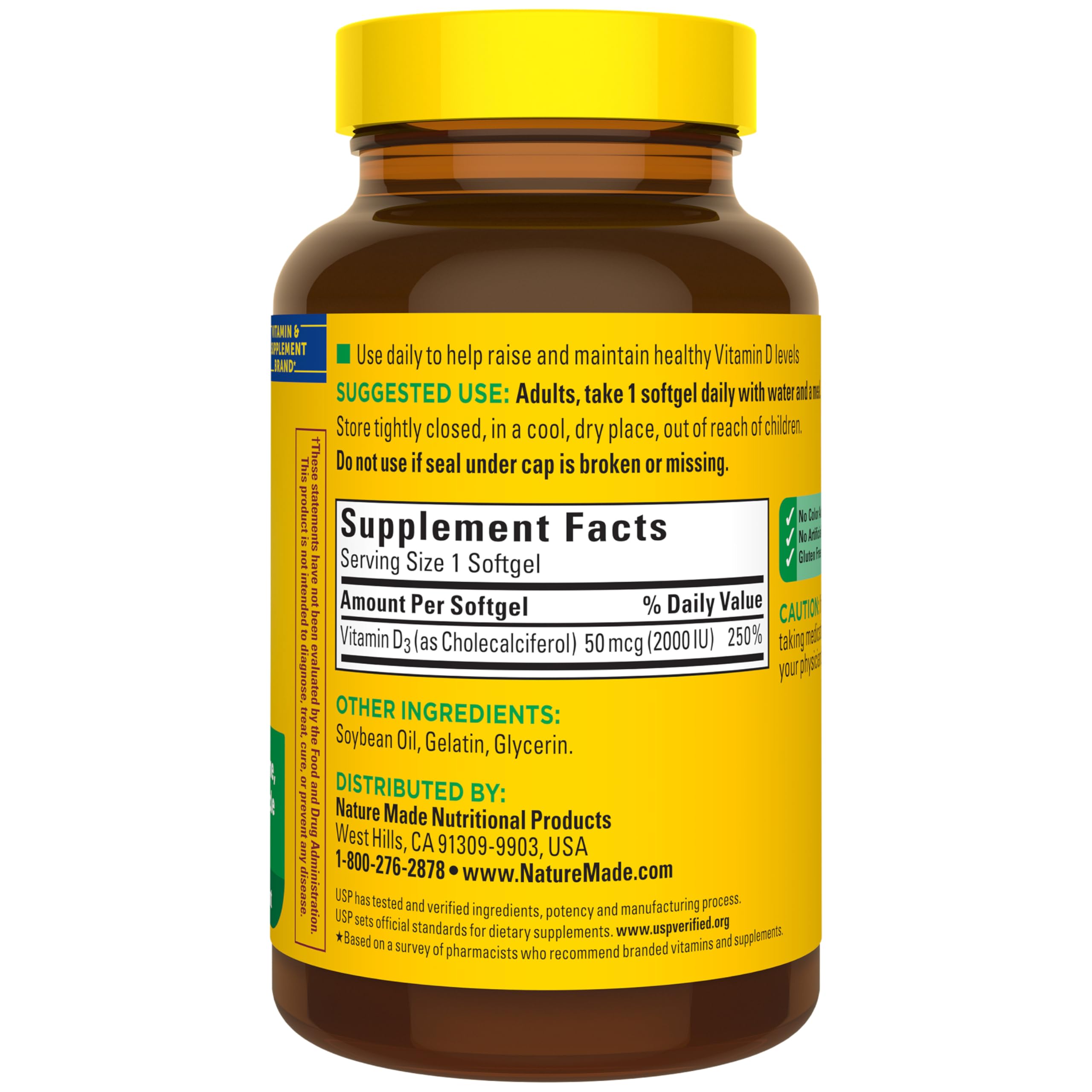 Nature Made Vitamin D3 2000 IU (50 mcg), Vitamin D Supplement for Bone, Teeth, Muscle and Immune Health Support, 250 Softgels, 250 Day Supply - Image 7