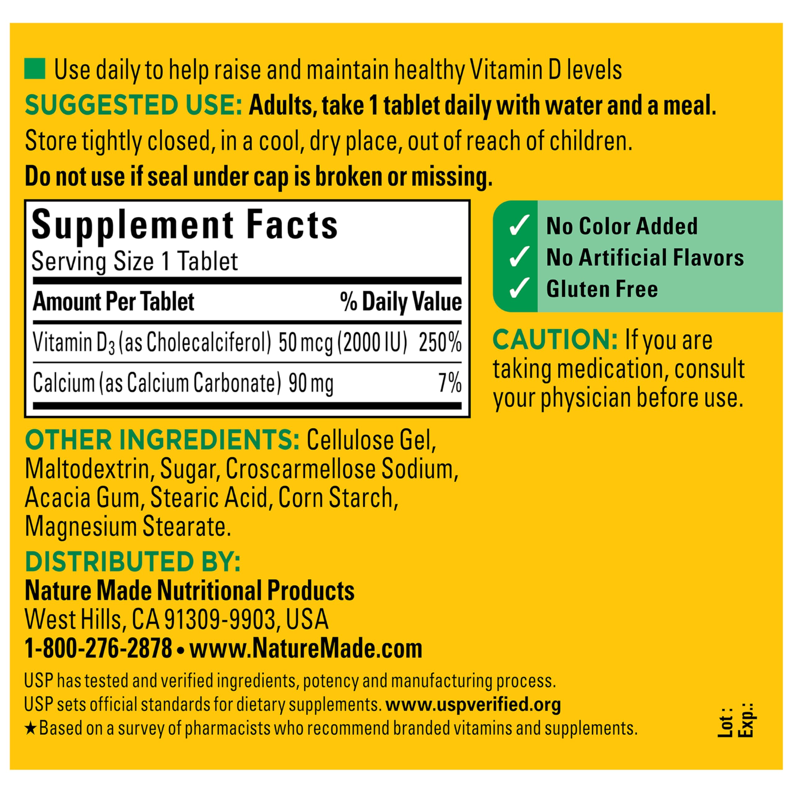 Nature Made Vitamin D3 2000 IU (50 mcg), Vitamin D Supplement for Bone, Teeth, Muscle and Immune Health Support, 400 Tablets, 400 Day Supply - Image 6