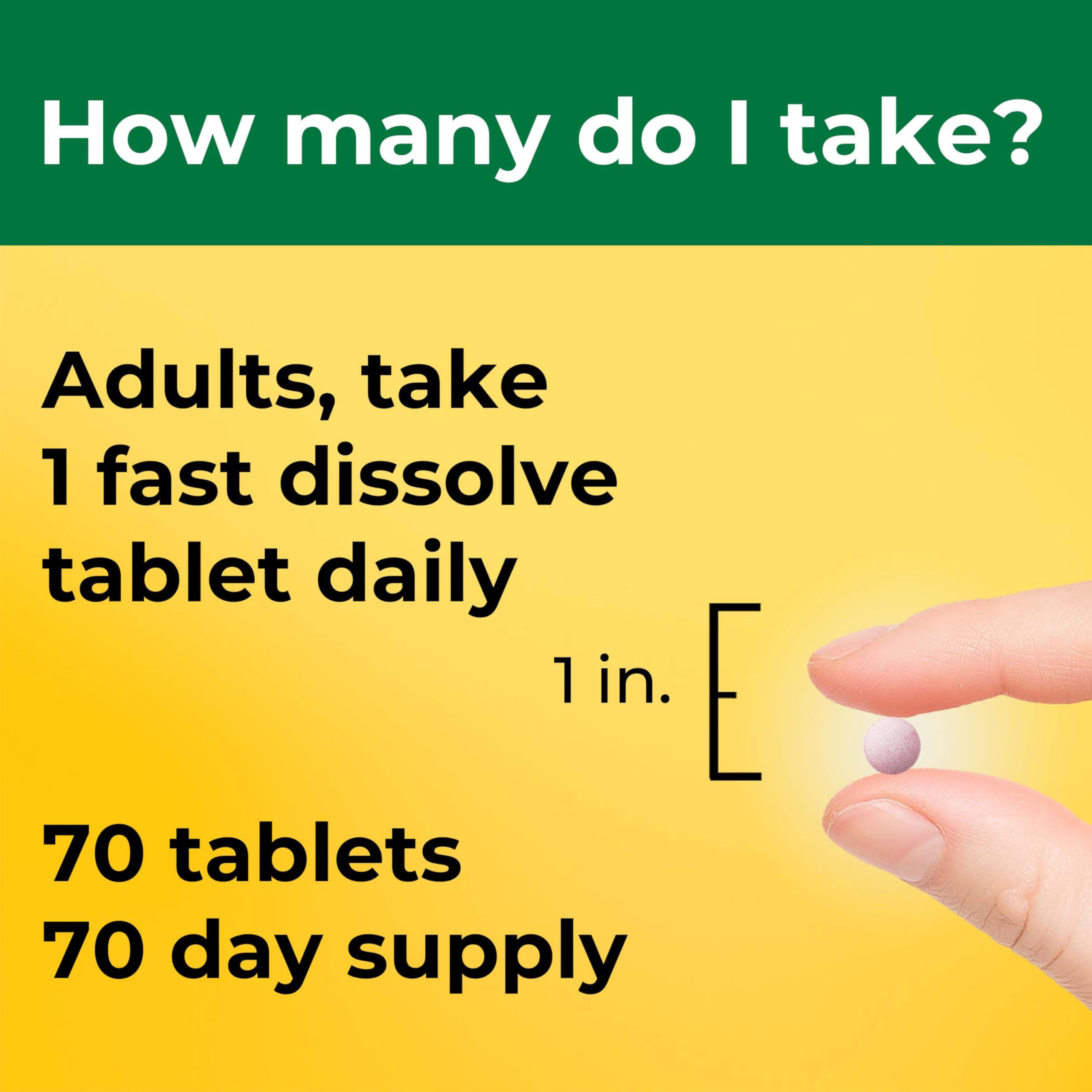 Nature Made Vitamin D3 5000 IU (125 mcg) Extra Strength, Vitamin D Supplement for Immune Support, 70 Sugar Free Fast Dissolve Tablets, 70 Day Supply - Image 5