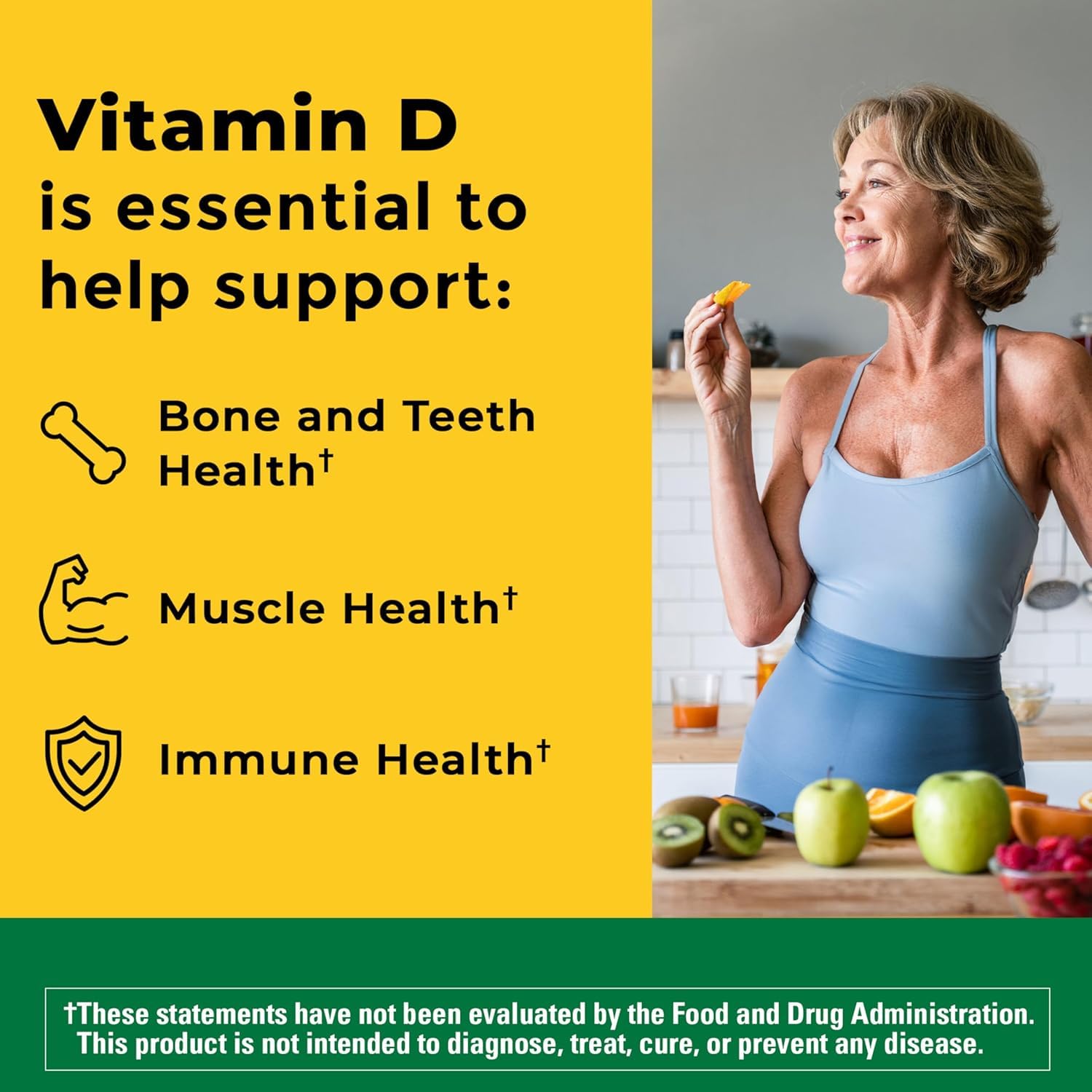 Vitamin D3, 100 Tablets, Vitamin D 2000 IU (50 mcg) Helps Support Immune Health, Strong Bones and Teeth, & Muscle Function, 250% of the Daily Value for Vitamin D in Only One Daily Tablet - Image 5